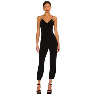 Norma Kamali Black Slip Jog Jumpsuit SZ M NWT